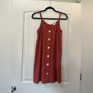 Entro Dress Size Small Slip Button Down Boho Natural Hippy Rust Anthropologie